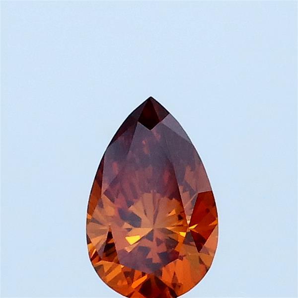 0.31 Carat Pear Lab Grown Diamond, Fancy Vivid Brownish Orange Color, VVS2 Clarity