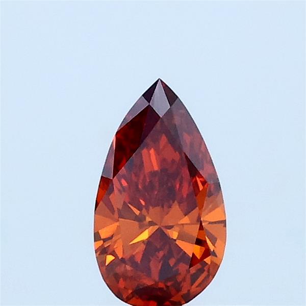 0.31 Carat Pear Lab Grown Diamond, Fancy Vivid Orange Color, VS1 Clarity