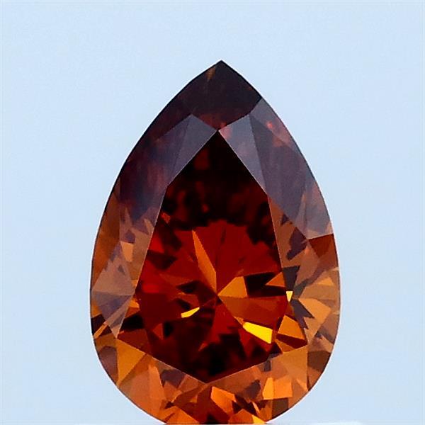 0.70 Carat Pear Lab Grown Diamond, Fancy Vivid Brownish Orange Color, VS2 Clarity
