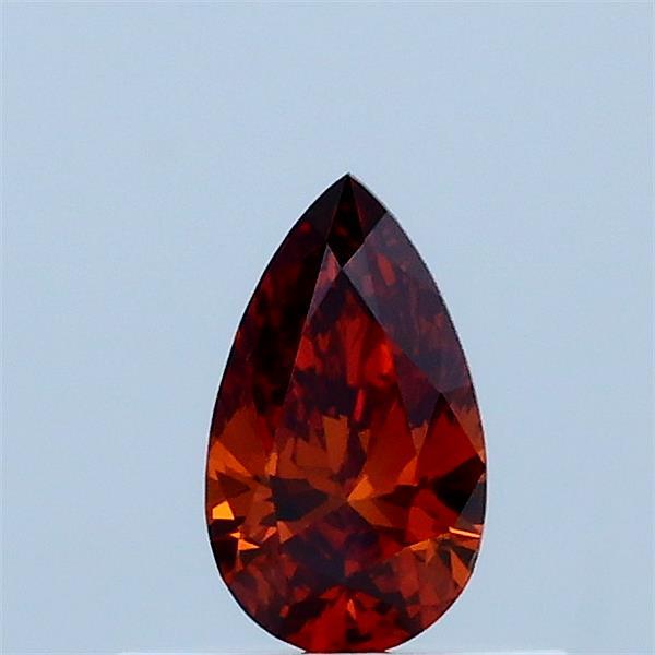 0.31 Carat Pear Lab Grown Diamond, Fancy Deep Orange Color, VS2 Clarity