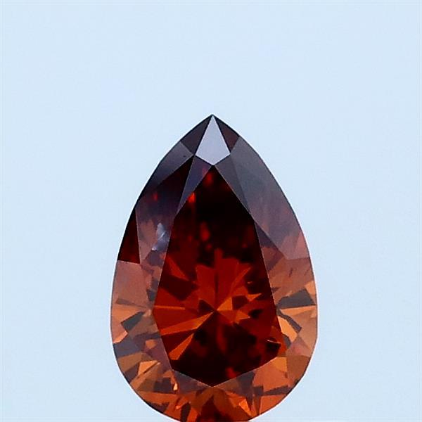 0.41 Carat Pear Lab Grown Diamond, Fancy Vivid Brownish Orange Color, VS2 Clarity