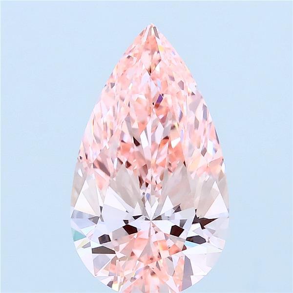 2.02 Carat Pear Lab Grown Diamond, Fancy Vivid Pink Color, VS1 Clarity