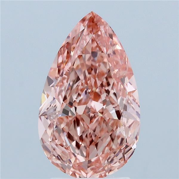 3.09 Carat Pear Lab Grown Diamond, Fancy Vivid Pink Color, VVS2 Clarity