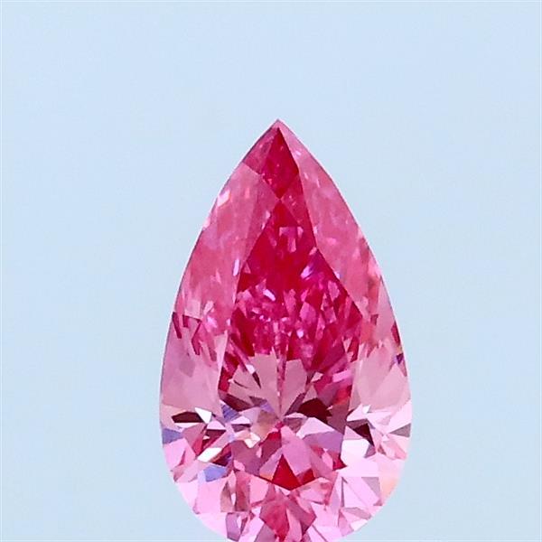 0.40 Carat Pear Lab Grown Diamond, Fancy Vivid Pink Color, VVS1 Clarity