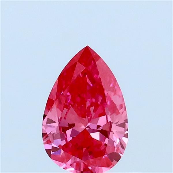 0.41 Carat Pear Lab Grown Diamond, Fancy Vivid Pink Color, VVS1 Clarity