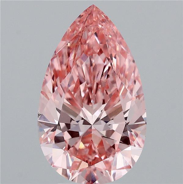 4.68 Carat Pear Lab Grown Diamond, Fancy Vivid Pink Color, VVS2 Clarity