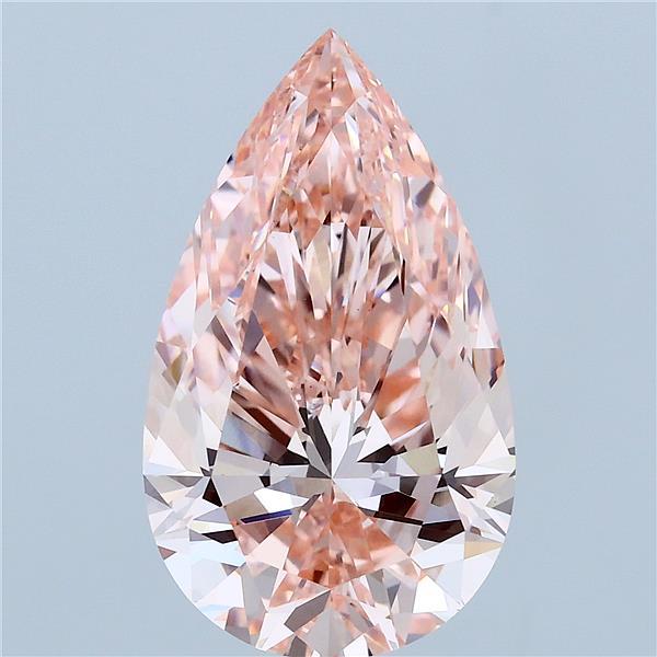 5.19 Carat Pear Lab Grown Diamond, Fancy Vivid Pink Color, VVS2 Clarity