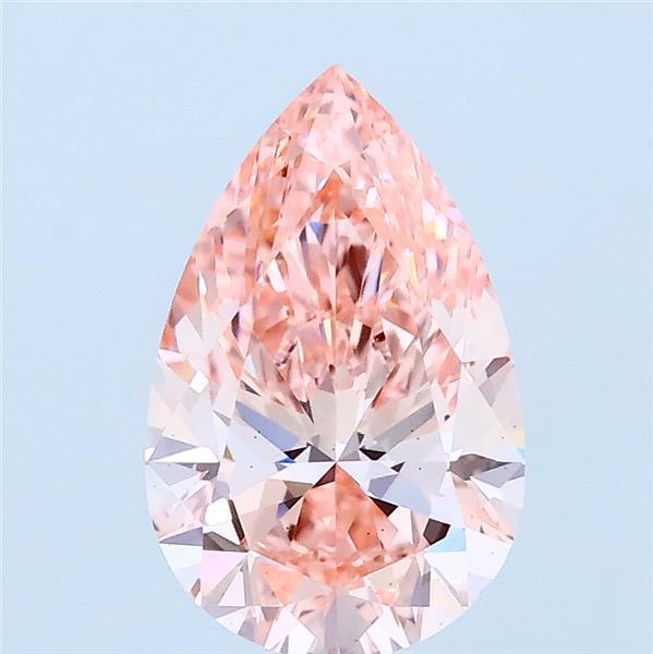 1.55 Carat Pear Lab Grown Diamond, Fancy Vivid Pink Color, VS1 Clarity