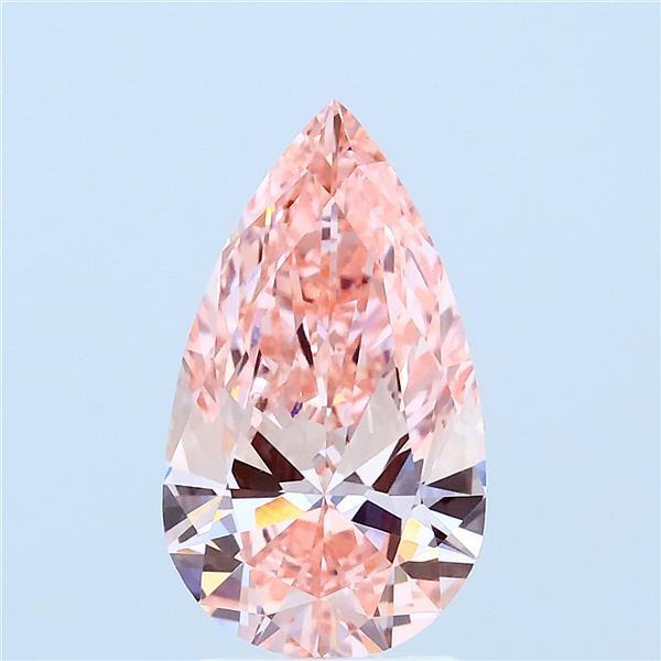 1.92 Carat Pear Lab Grown Diamond, Fancy Vivid Pink Color, VVS1 Clarity