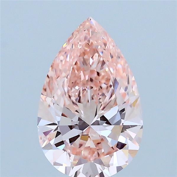 1.03 Carat Pear Lab Grown Diamond, Fancy Intense Pink Color, VVS2 Clarity
