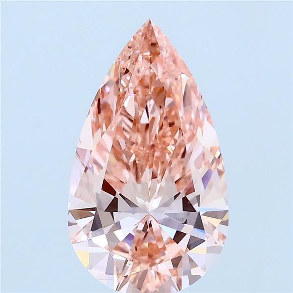 2.00 Carat Pear Lab Grown Diamond, Fancy Intense Pink Color, VS1 Clarity