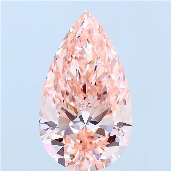 3.01 Carat Pear Lab Grown Diamond, Fancy Vivid Pink Color, VS1 Clarity