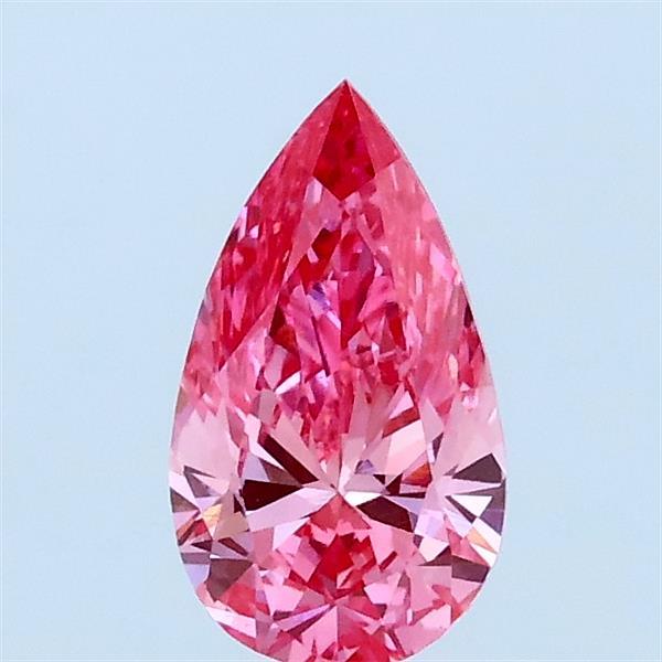 0.51 Carat Pear Lab Grown Diamond, Fancy Vivid Pink Color, VS1 Clarity