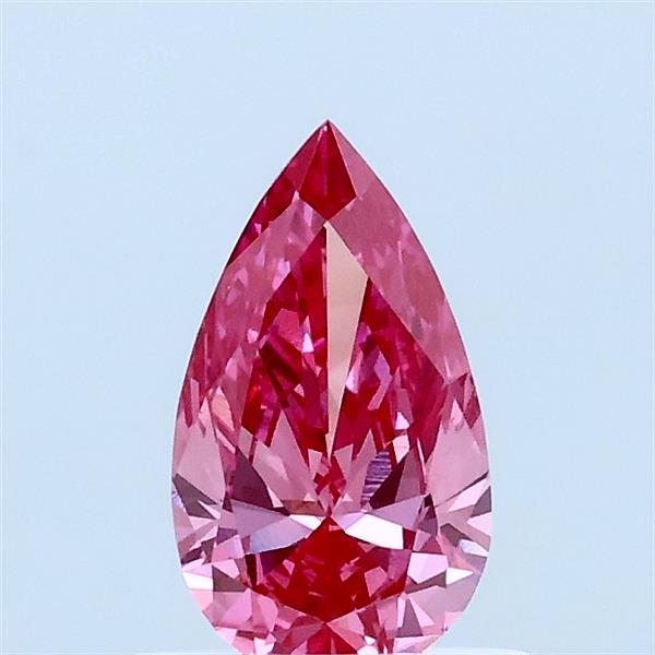 0.61 Carat Pear Lab Grown Diamond, Fancy Vivid Pink Color, VVS2 Clarity