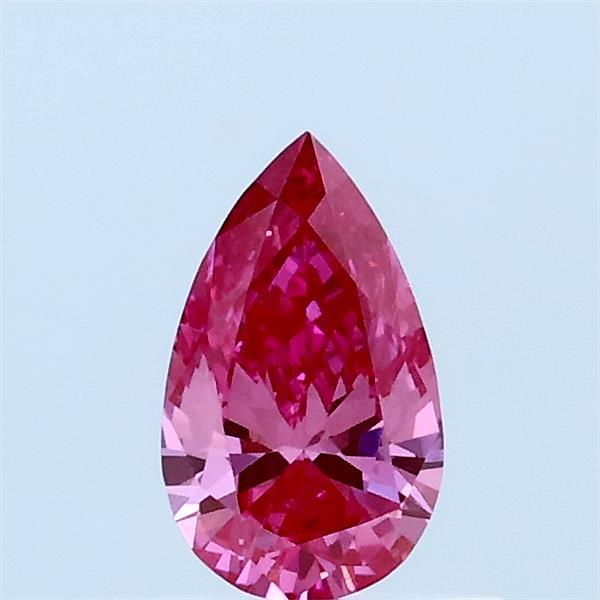 0.38 Carat Pear Lab Grown Diamond, Fancy Vivid Pink Color, VVS2 Clarity