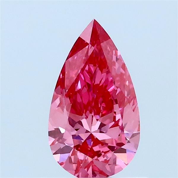 0.55 Carat Pear Lab Grown Diamond, Fancy Vivid Pink Color, VVS2 Clarity