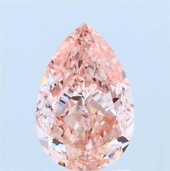 1.52 Carat Pear Lab Grown Diamond, Fancy Vivid Pink Color, VS2 Clarity