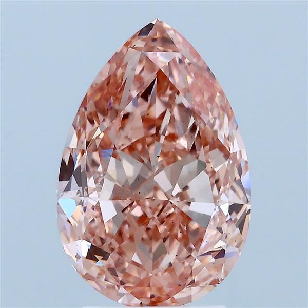 3.56 Carat Pear Lab Grown Diamond, Fancy Intense Pink Color, VS2 Clarity