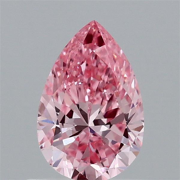 0.74 Carat Pear Lab Grown Diamond, Fancy Vivid Pink Color, VS1 Clarity