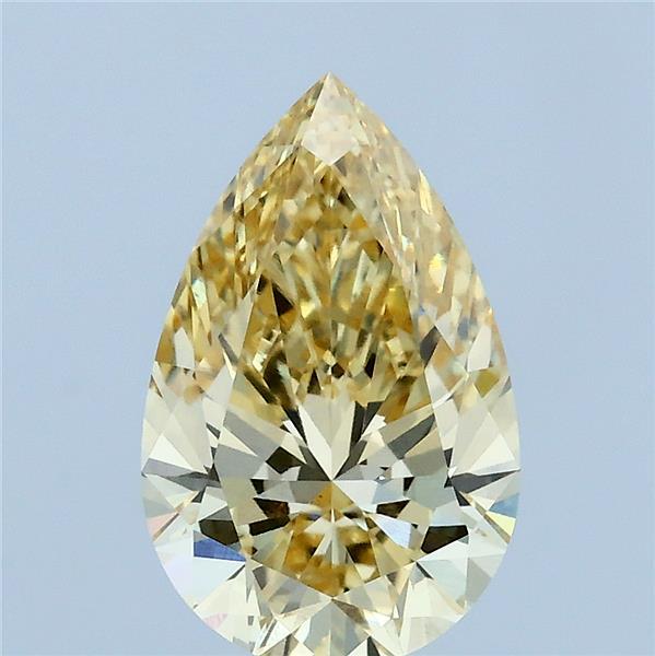 2.01 Carat Pear Lab Grown Diamond, Fancy Intense Yellow Color, VVS2 Clarity