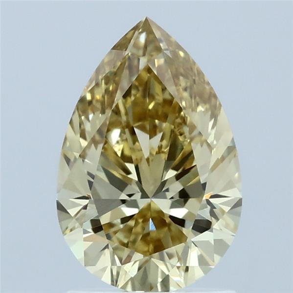 1.51 Carat Pear Lab Grown Diamond, Fancy Intense Yellow Color, VVS2 Clarity
