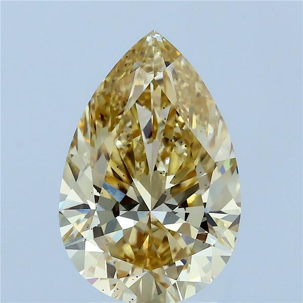 3.00 Carat Pear Lab Grown Diamond, Fancy Intense Yellow Color, VS2 Clarity