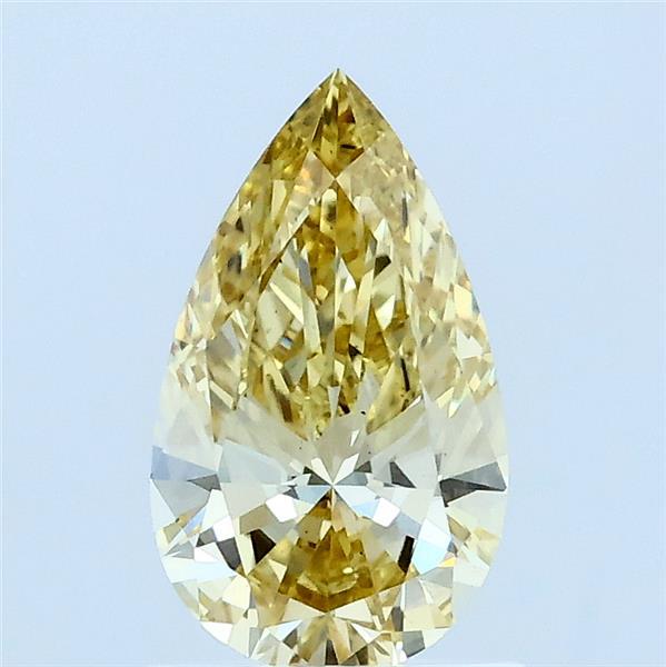 1.00 Carat Pear Lab Grown Diamond, Fancy Intense Yellow Color, VS1 Clarity