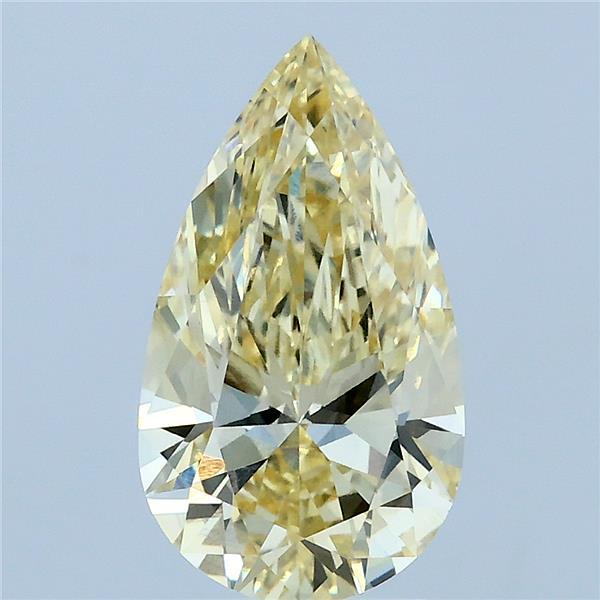 2.08 Carat Pear Lab Grown Diamond, Fancy Intense Yellow Color, VVS2 Clarity