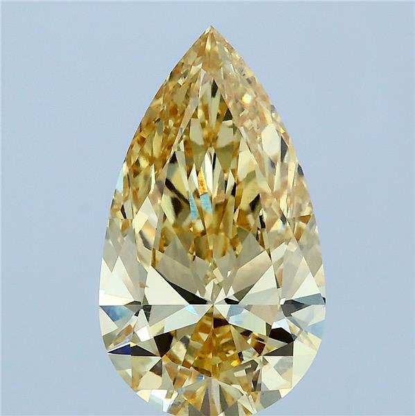 3.00 Carat Pear Lab Grown Diamond, Fancy Intense Yellow Color, VVS2 Clarity