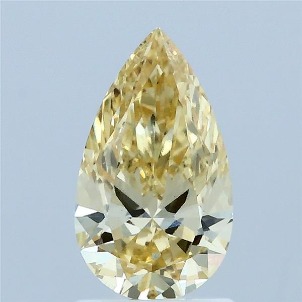 1.02 Carat Pear Lab Grown Diamond, Fancy Intense Yellow Color, VS1 Clarity