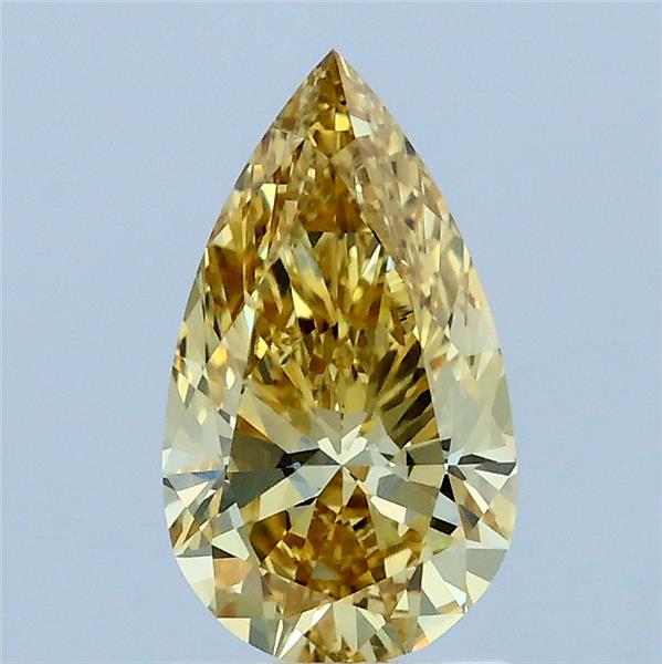 1.08 Carat Pear Lab Grown Diamond, Fancy Intense Yellow Color, VVS2 Clarity