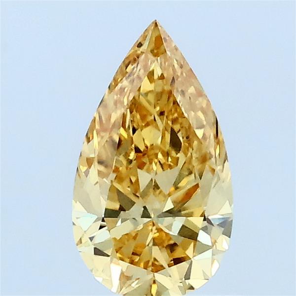 0.63 Carat Pear Lab Grown Diamond, Fancy Intense Yellow Color, VVS2 Clarity