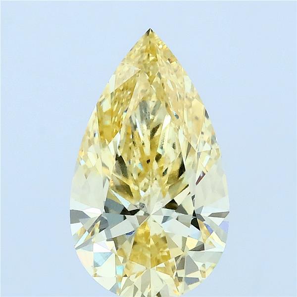 2.00 Carat Pear Lab Grown Diamond, Fancy Intense Yellow Color, VVS2 Clarity