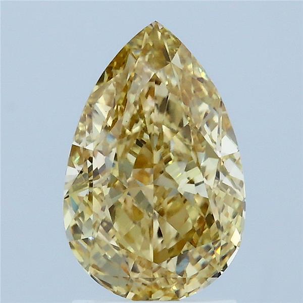 2.07 Carat Pear Lab Grown Diamond, Fancy Intense Yellow Color, VS1 Clarity