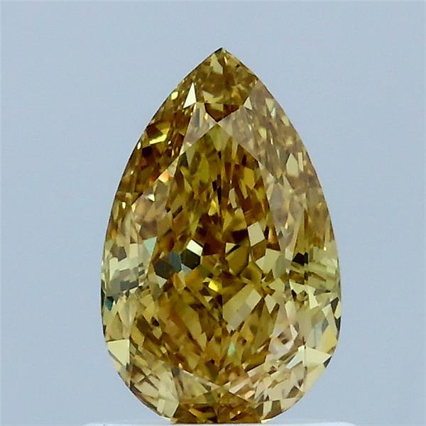 1.01 Carat Pear Lab Grown Diamond, Fancy Intense Yellow Color, VS1 Clarity