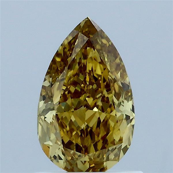 1.06 Carat Pear Lab Grown Diamond, Fancy Intense Yellow Color, VS1 Clarity
