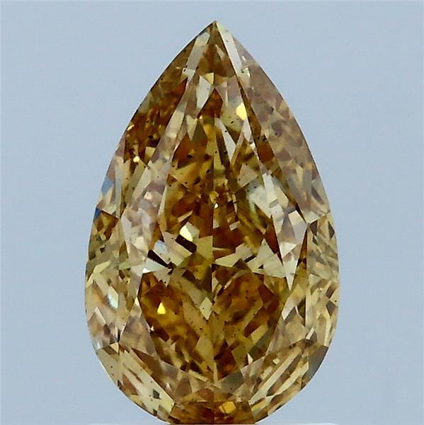 1.50 Carat Pear Lab Grown Diamond, Fancy Intense Yellow Color, SI1 Clarity