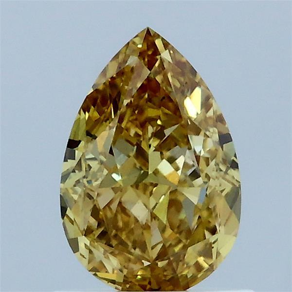 1.09 Carat Pear Lab Grown Diamond, Fancy Intense Yellow Color, VS2 Clarity