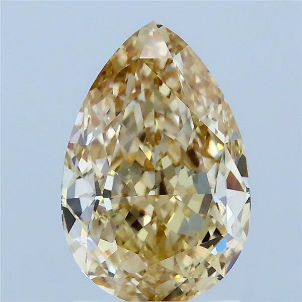 2.10 Carat Pear Lab Grown Diamond, Fancy Light Yellow Color, VVS2 Clarity