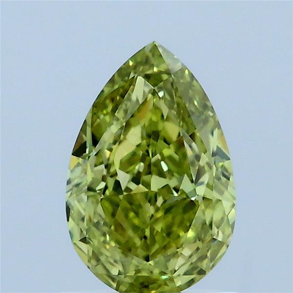 1.06 Carat Pear Lab Grown Diamond, Fancy Intense Greenish Yellow Color, VS1 Clarity