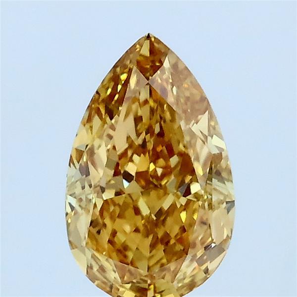 1.02 Carat Pear Lab Grown Diamond, Fancy Intense Brownish Yellow Color, VVS2 Clarity