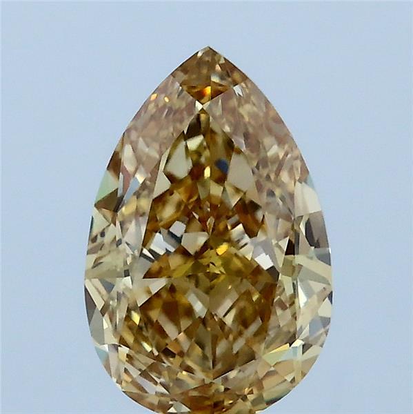 1.57 Carat Pear Lab Grown Diamond, Fancy Intense Yellow Color, VVS2 Clarity