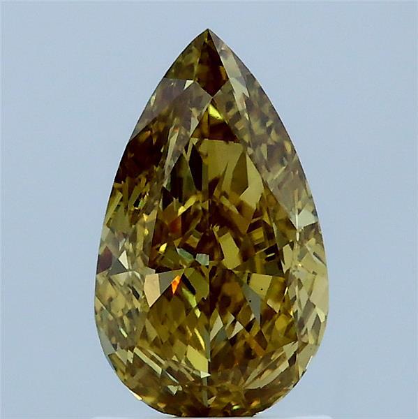 1.50 Carat Pear Lab Grown Diamond, Fancy Intense Yellow Color, VS2 Clarity