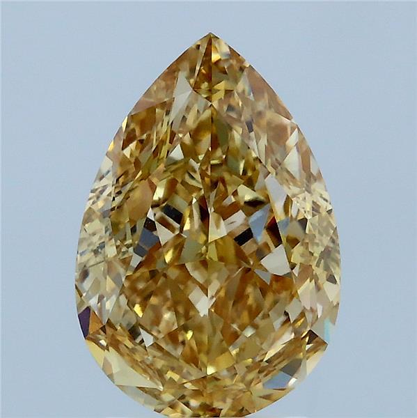 3.17 Carat Pear Lab Grown Diamond, Fancy Intense Yellow Color, VS1 Clarity