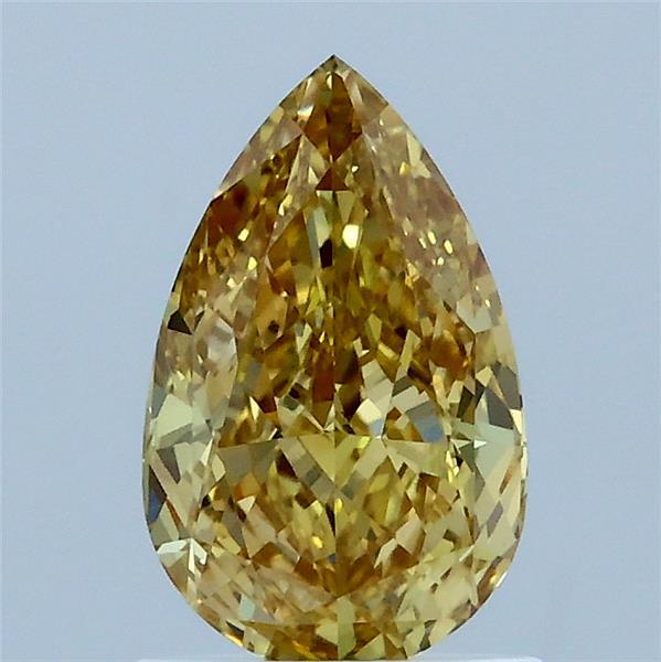 1.21 Carat Pear Lab Grown Diamond, Fancy Intense Yellow Color, VVS2 Clarity