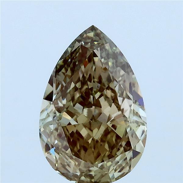2.07 Carat Pear Lab Grown Diamond, Fancy Light Brownish Yellow Color, VS1 Clarity
