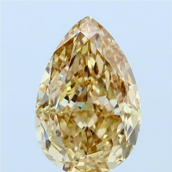 2.64 Carat Pear Lab Grown Diamond, Fancy Intense Brownish Yellow Color, VS1 Clarity