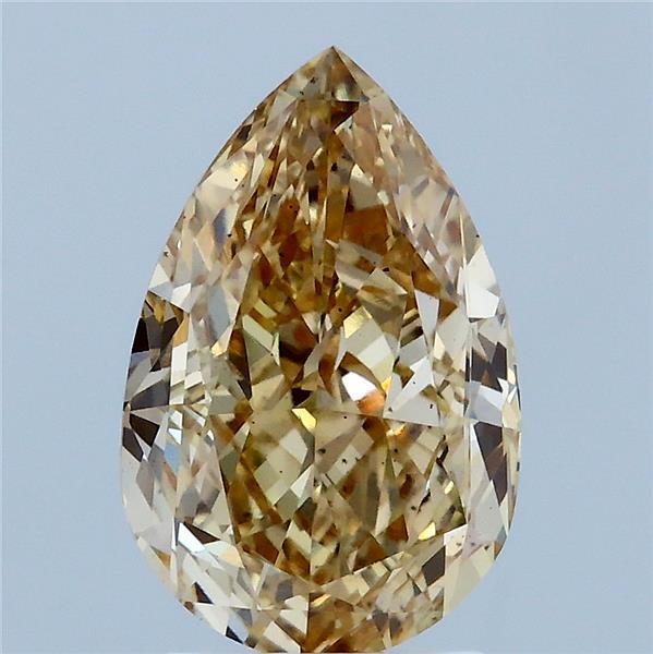 3.00 Carat Pear Lab Grown Diamond, Fancy Yellow Color, VS2 Clarity