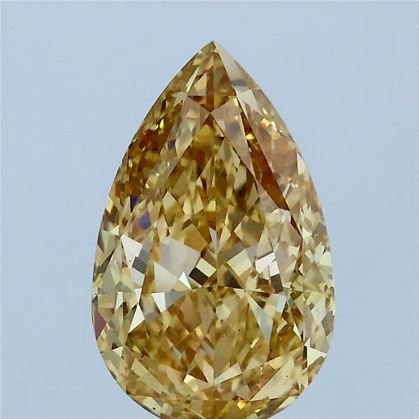 2.00 Carat Pear Lab Grown Diamond, Fancy Intense Yellow Color, VS1 Clarity