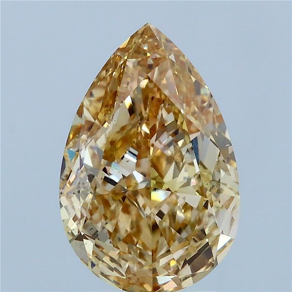 3.53 Carat Pear Lab Grown Diamond, Fancy Brownish Yellow Color, VS2 Clarity